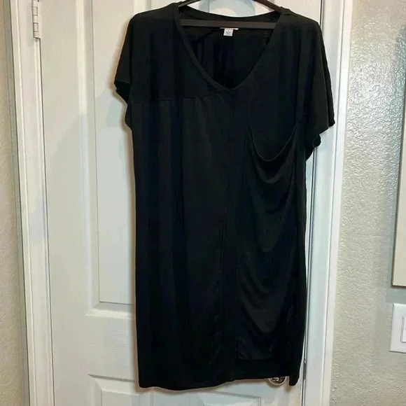 EUC Sundance Lagenlook Black Shirt Dress Asymmetrical Linen Cotton Blend Large - Picture 2 of 9